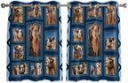 2 Panel Kitchen Cafe Curtains, Desert Camels Sunlight Filtering Nature Air Through, Home Decor Window Covering Tier Curtains for Living Room 104W x 52L inch Wildlife Brown Animals Blue Geometric