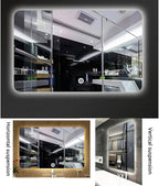 600 x 800mm LED Wall Mounted Bathroom Mirror with Lights Bathroom Mirror Touch Switch Demister Pad (Color : Horizontal Size : 600 * 800mm) (Vertical 600 * 800mm)