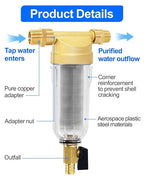 Spin Down Sediment Filters, 40-50 Micron Reusable Water Prefilter System, 3/4" MNPT,BPA-Free Lead-Free Heavy Duty Brass