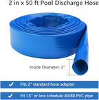 2 IN x 50 FT Pool Backwash Hose, Heavy Duty Flat Discharge Hose, Weather and Burst Resistant, Best Pool Hoses for Inground Pools, Pool Filter Hose & Pool Drain Hose