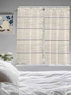 Vintage Country Wooden Board Window Valance Curtains, Gradient Wood Grain Line Light Filtering Kitchen Valance with 3-inch Rod Pocket for Living Room Bathroom Bedroom,2 Panel,52x72In