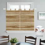 Light Brown Wood Grain Kitchen Curtains 45 Inch Length, Short Cafe Window Curtains Tab Top, Western Farmhouse Barn Door Light Filtering Window Treatments Tier Drapes 27.5"x45" 2 Panel