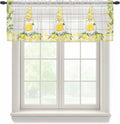Lemon Dwarfs Sheer Valance Curtains, Gnome Green Leaf Wood Striped Yellow Plaid Light Filtering Kitchen Valances Rod Pocket Voile Curtain Window Treatment for Bedroom/Living Room/Basement 60Wx18L