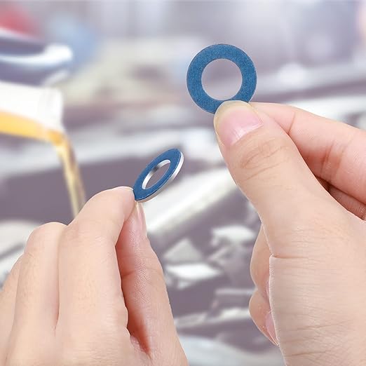 Mudder 100 Pieces Aluminum Engine Transmission Fluid Oil Crush Washers Drain Plug Gaskets, Compatible with Toyota, Scion Part 90430-12031