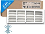 Fits 24x10 Duct Opening | Steel Return Air Grille by Handua | Vent Cover Grill for Sidewall and Ceiling | White | HVAC Cold Air Intake Grille | Outer Dimensions: 25.75"W X 11.75"