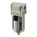 SNS 1/2" NPT Compressed Air Line Filter, 5 Micron Brass Element, Bracket, Poly Bowl,Semi-automatic type 150 psi (AF4000-N04)