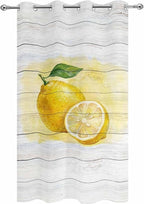 Lemons Yellow Summer Fruit Vintage Wood Outdoor Curtains for Patio Waterproof Outside Curtains with Grommet Top Weatherproof Curtain for Cabana Pergola Gazebo, 1 Panel, 54" W x 95" L