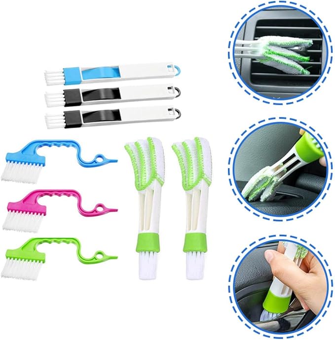 CHILDWEET Window Groove Cleaning Brush Set 8pcs Multi-Functional Wet and Dry Use Scrubber Brushes for Windowsill and Gap Cleaning for Window Tracks and Narrow Spaces