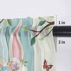 Easter Sheer Valances for Windows 60"x18", Light Filtering Kitchen Curtains Valance, Spring Watercolor Bunny Eggs Tulip Wooden Grain Rod Pocket Chiffon Curtains for Living Room Bedroom Cafe