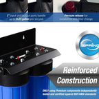 iSpring WGB21B-PB+AHPF12MNPT16X2 2-Stage Whole House Water Filtration System w/ 10” x 4.5” Carbon Block and Lead Reducing Filters and 3/4" Push-fit Braided Stainless Steel Hose Connectors