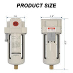 AIRZOE 1/2" NPT Air Dryer for Compressor - Air Compressor Water Separator AF4000-04, Manual Drain,5 Micron Brass Element, Poly Bowl