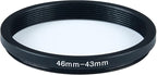 46mm to 43mm Step-Down Ring Filter Adapter for All Brands UV ND CPL Metal Ring Step-Down Rings Adapter Filter (46mm-43mm)