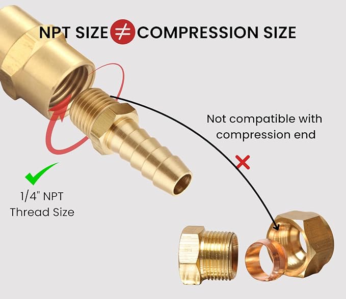 TANYA HARDWARE 3/8" Barb to 1/4" NPT Male Thread Air Hose Repair Kit - 4 Piece Brass Barbed Fittings