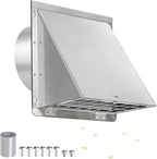 4 Inch Dryer Vent Cover Outside with Mesh with Cushioned Flap,304 Stainless Steel Wall Vent Exhaust Vent Cover,4" Outdoor Dryer Vent Cover Hood Exterior Wall Vent Cover Cap for Range Hood Vent AC Vent