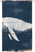 Sheer Curtains 108 Inches Long, Ocean Whale Blue Semi Sheer Curtains Light Filtering Window Treatment, Watercolor Coastal Vintage Wood Grain Privacy Voile Drapes for Living Room Bedroom 52x108 Inch