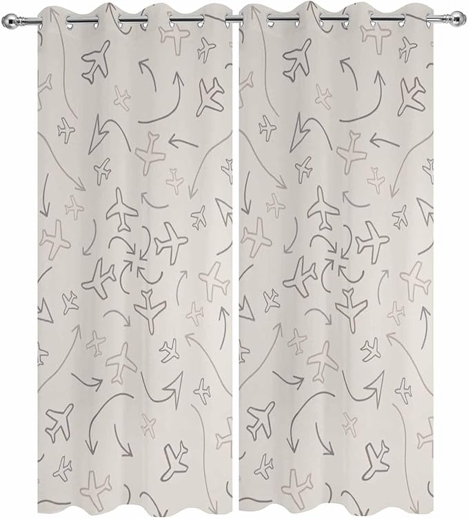 Abstract Airline Route Waterproof Outdoor Curtains for Patio, Windproof Weatherproof Curtains with Weighted Hem, Vintage Aircraft Arrows Light Filtering Privacy Drapes for Porch 54"x 108" 2 Panels