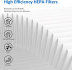 MK06 MK01 True HEPA Replacement Filter Compatible with AROEVE MK01 MK06 and Kloudi DH-JH01 Air Purifier, Pet Dander Version, 3 Pack