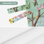 Easter Tie Up Valance Curtains for Windows, Kitchen Curtains Window Shades, Spring Colorful Bunny Eggs Flower Wood Grain Light Filtering Roman Curtain Valances for Bedroom/Bathroom/Cafe 54"x18"