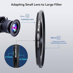 55mm Lens to 58mm Camera Lens Adapter,55mm to 58mm Filter Step-Up Adapter Ring,Compatible All 58mm Filter Accessory