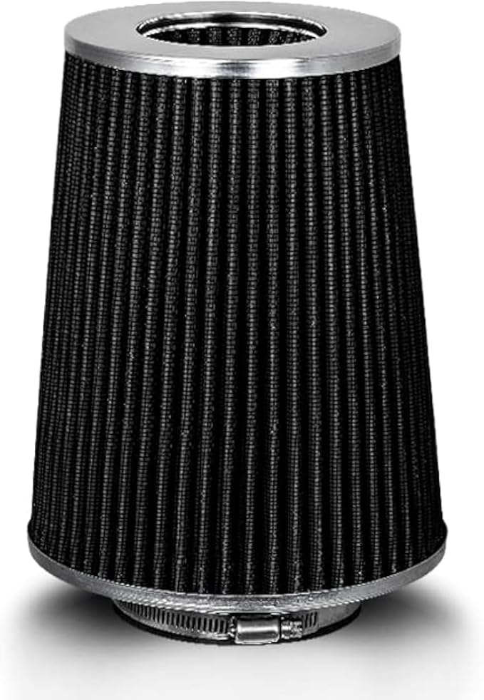 BLACK 4" 102 mm Inlet Truck Air Cone Replacement Performance Washable Clamp-On Dry Air Filter (8" Tall)