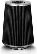 BLACK 3.5" 89 mm Inlet Truck Air Cone Replacement Performance Washable Clamp-On Dry Air Filter (8" Tall)
