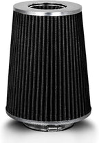 BLACK 3.5" 89 mm Inlet Truck Air Cone Replacement Performance Washable Clamp-On Dry Air Filter (8" Tall)