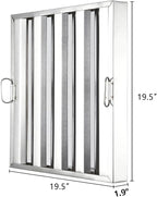 19.5 in x19.5 in Commercial Hood Filters - 430 Stainless Steel 5-Groove Baffle Filters for Restaurant Kitchen Exhaust Hoods Pack of 6