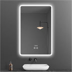 Backlit LED Illuminated Bathroom Mirror with LED Lights, Lighted Bathroom Makeup Wall Mounted Mirror with Demister Pad, Sensor Touch Switch, Horizontal/Vertical(H60*W90CM/H23.6*W35.4IN)