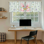 Easter Kitchen Tier Curtains 24 Inch Long 2 Panel Set,Rod Pocket Cafe Small Window Curtains Over Sink,Spring Bunny Ears Feet Flowers Green Plaid Light Filtering Short Drapes for Bathroom 27.5"W x 24"L