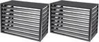 Aluminum Air Conditioner Fence Set of 2, Louvered Outdoor AC Unit Cover, Decorative Privacy Screen, Weatherproof and Anti-Theft (Black 100x50x70cm/39x20x28in)