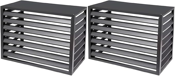 Aluminum Air Conditioner Fence Set of 2, Louvered Outdoor AC Unit Cover, Decorative Privacy Screen, Weatherproof and Anti-Theft (Black 100x50x70cm/39x20x28in)