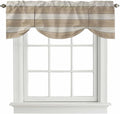 Brown Ombre Wooden Tie Up Valance Curtains for Windows, Kitchen Curtains Window Shades, Farmhouse Retro Khaki Wood Light Filtering Roman Curtain Valances for Bedroom/Bathroom/Cafe 42"x12"