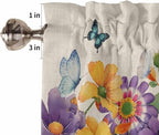 Spring Flowers Tier Curtains 45 Inches Long, Farmhouse Vintage Country Colorful Floral Window Treatment Curtain Drapes, Window Half Privacy Curtains for Bedroom Bathroom, 42"x45", 2 Panels