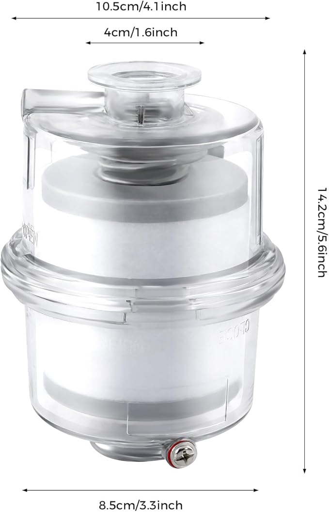95% Efficiency Oil Mist Filter, Vacuum Pump Filter with KF25 Flange & Drain Pipe, for Pumps ≤2.11Gal/s