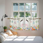 Easter Kitchen Tier Curtains 24 Inch Long 2 Panel Set,Rod Pocket Cafe Small Window Curtains Over Sink,Spring Farmhouse Watercolor Bunny Eggs Wood Grain Light Filtering Short Drapes 27.5"W x 24"L