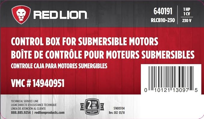 Red Lion RLCB10-230 1-HP 230-Volt VMC Control Box for Submersible Well Pump, Grey, 640191