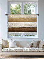 Sheer Curtains 54 Inch Length, Wood Grain Brown Semi Sheer Curtains Light Filtering Window Treatment, Farmhouse Vintage Country Geometric Privacy Voile Drapes for Living Room Bedroom 52x54 Inch