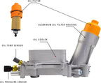 926-959 Aluminum Engine Oil Filter Housing Oil Cooler Kit with Gaskets & Sensors Compatible with 2011-2016 Chrysler Charger Challenger Journey Wrangler Ram Promaster 3.6L (orange)