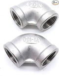 2Pcs 304 Stainless Steel 90 Degree Elbow 1/2" NPT Female x 1/2" NPT Female Threaded Pipe Fitting