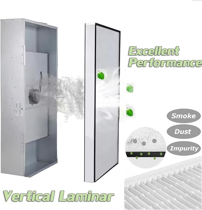 INTSUPERMAI Vertical Laminar Flow Hood Air Flow Clean Bench Workstation with HEPA Aluminum Blade Fan Rated Air Volume 706cfm Dust Free Room Workshop for Dust Free Work Operatiom 110V