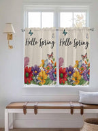 Spring Flowers Kitchen Curtains 45 Inches length, Farmhouse Vintage Country Colorful Floral Window Treatment Curtain Drapes, Lightweight Window Panels for Living Room Bedroom, 52"x45", 2 Panels
