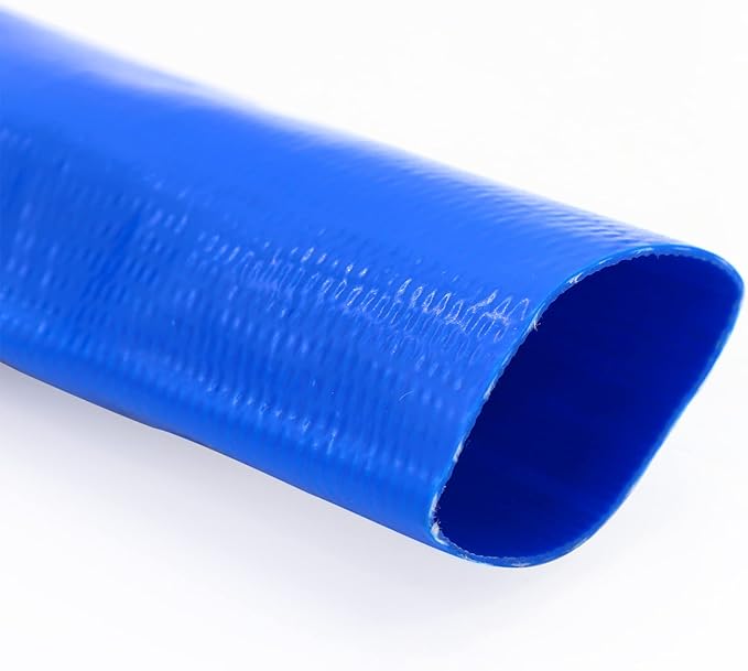DAVCO 2" x 25 ft Pool Backwash Hose, Heavy Duty Reinforced Blue PVC Lay Flat Water Discharge Pump Hoses For Swimming Drain Pools and Clean Filters,with 1 Clamp