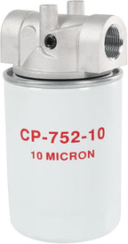 10 Micron Hydraulic Oil Filter Assembly, Spin-On Design, Return Line Filter with Indicator Port, 20 GPM Flow Rate, 200 PSI, 3/4" NPTF Port, Replace# 221006