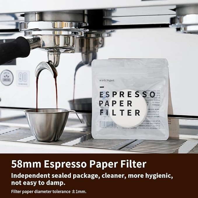 watchget 58mm Espresso Paper Filters - 1000 Disposable Filter Papers for Coffee Puck Screen and Portafilter, Compatible with 58mm Espresso Coffee Maker Baskets