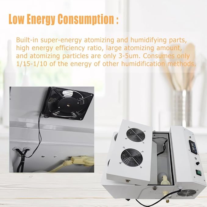 Commercial Ultrasonic Humidifier 12kg/h Portable Continuous Cool Mist Maker Industrial Humidifier with Humidistat and Remote Sensor for Greenhouse Large Room Two Mist Outlet