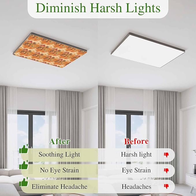 Tropical Plant Cactus Fluorescent Light Covers 3 Pack Western Cowboy Horse Sunset Deserts Orange Magnetic Fluorescent Ceiling Lights Filters for Office Classroom Home Drop Ceiling 4x2 Feet
