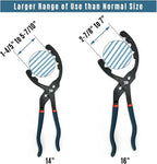 Oil Filter Wrench Set, 12" & 16" 2pcs Adjustable Pliers, Removal Tool, Universal, No Slipping