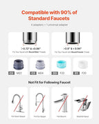 VEVOR Faucet Mount Water Filter, Horizontal Water Purifier for Sink Tap, Carbon Fiber Filters, Removes Chlorine Lead with 1 Filter, Fits Most Kitchen or Bathroom Faucets, White