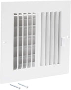 EZ-FLO 6 x 6 Inch (Duct Opening) Air Vent Cover for Wall or Ceiling, Two-Way Ventilation Register, Solid Steel HVAC Register Cover, White, 61660