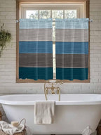 Retro Farm Blue Gray Wood Grain Window Valance Curtains, Rustic Wooden Plank Light Filtering Kitchen Valance with 3-inch Rod Pocket for Living Room Bathroom Bedroom,2 Panel,27.5x45In